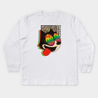 Trippy Felix the cat Kids Long Sleeve T-Shirt